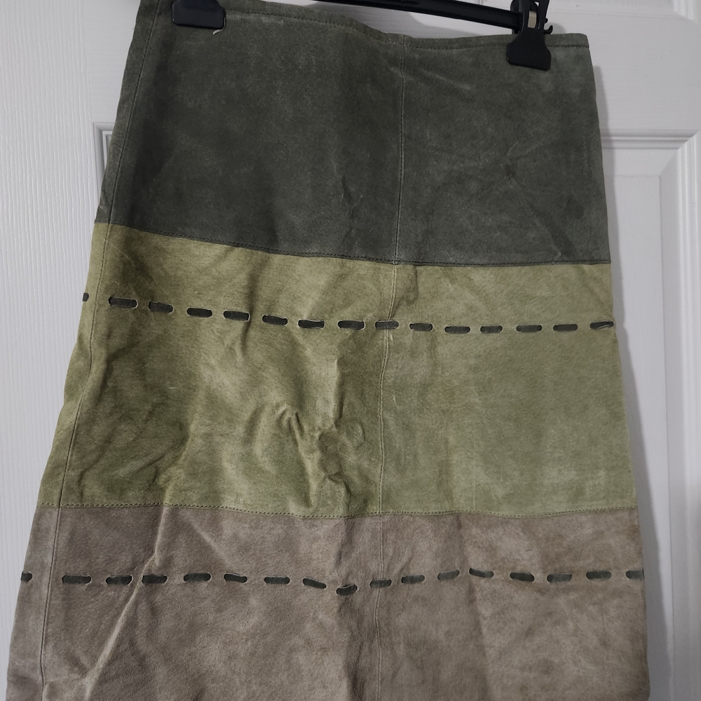 Zara Olive and Beige A-Line Skirt